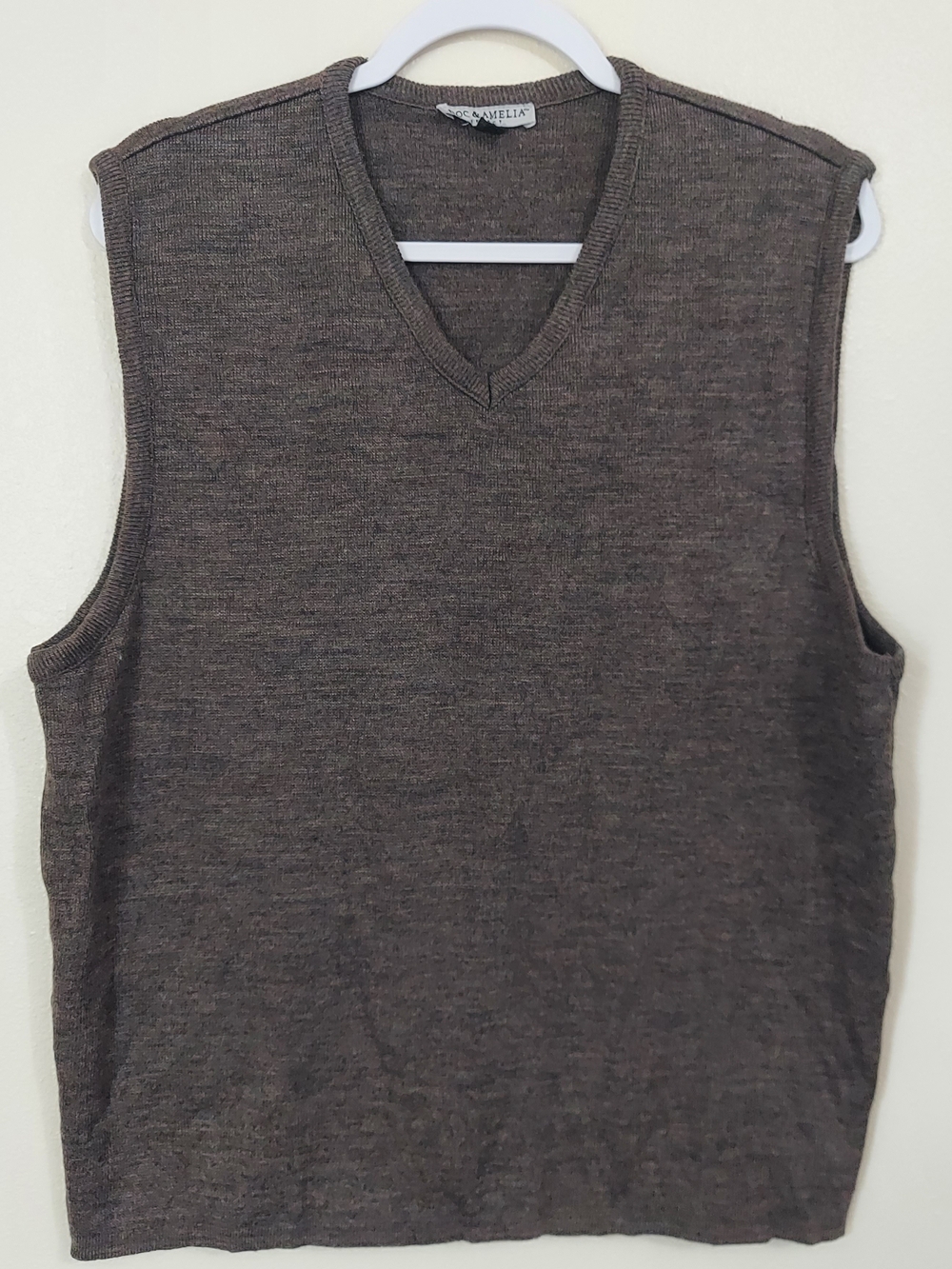 Brown V-Neck Knit Sleeveless Top - Brown